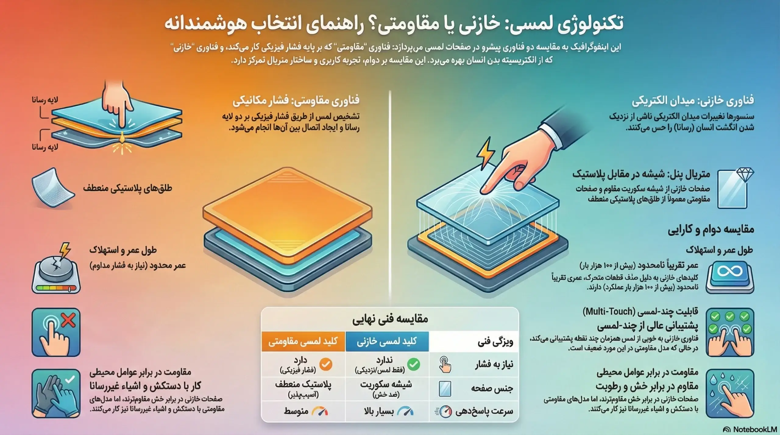 مقایسه کلید لمسی خازنی و مقاومتی؛ کدام تکنولوژی عمر بیشتری دارد؟ 1 مقایسه کلید لمسی خازنی و مقاومتی