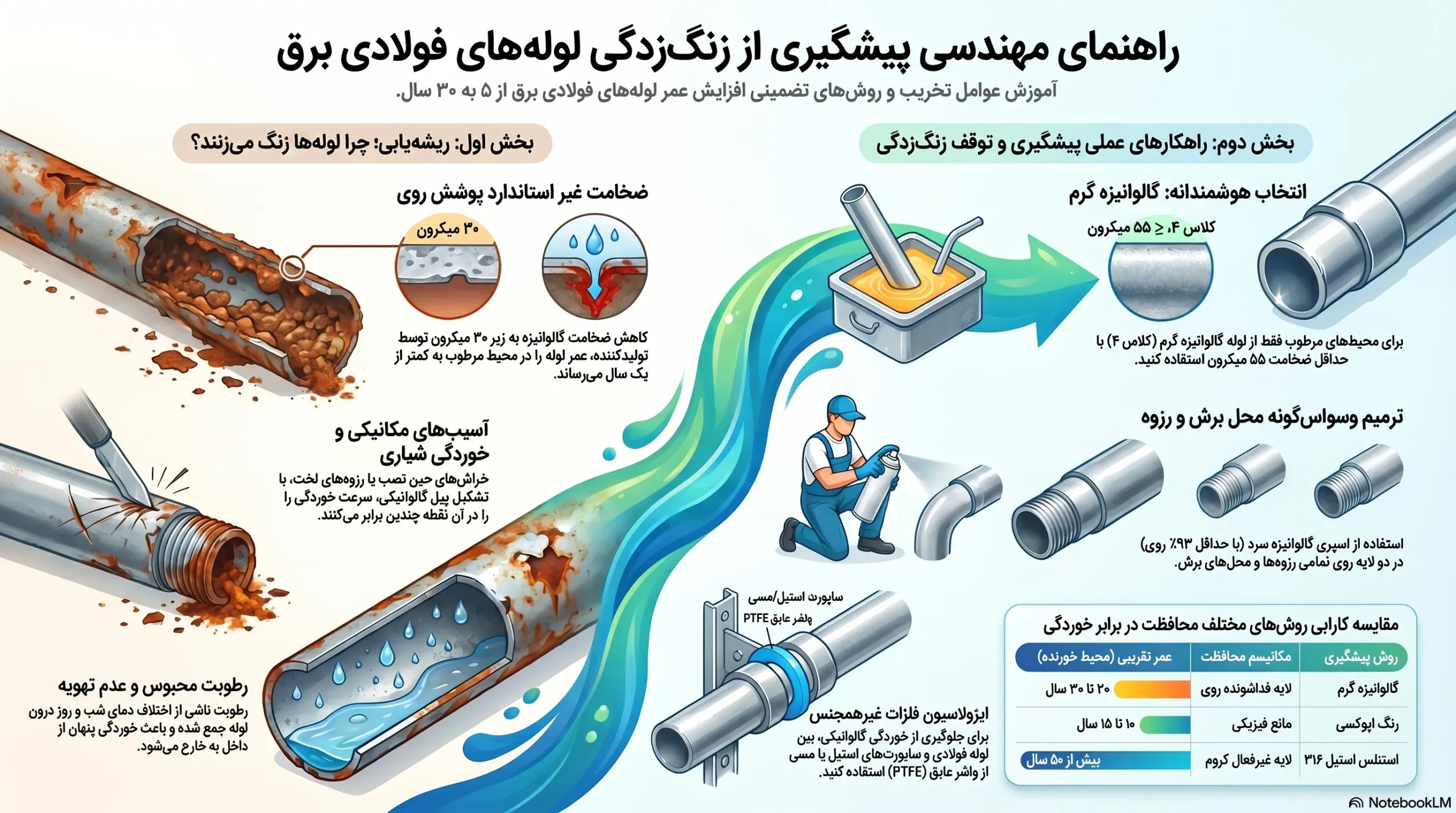 چرا لوله فولادی برق زنگ میزند و روش پیشگیری 1 راهنمای تصویری پیشگیری از زنگ زدی لوله های فولادی برق