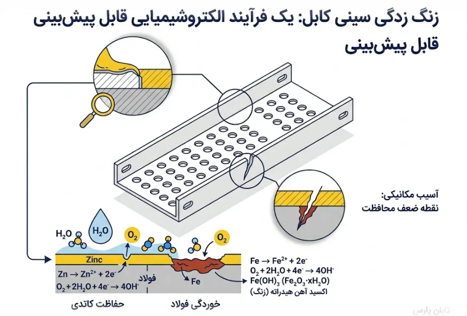 فرایند شیمیایی زنگ زدگی سینی کابل