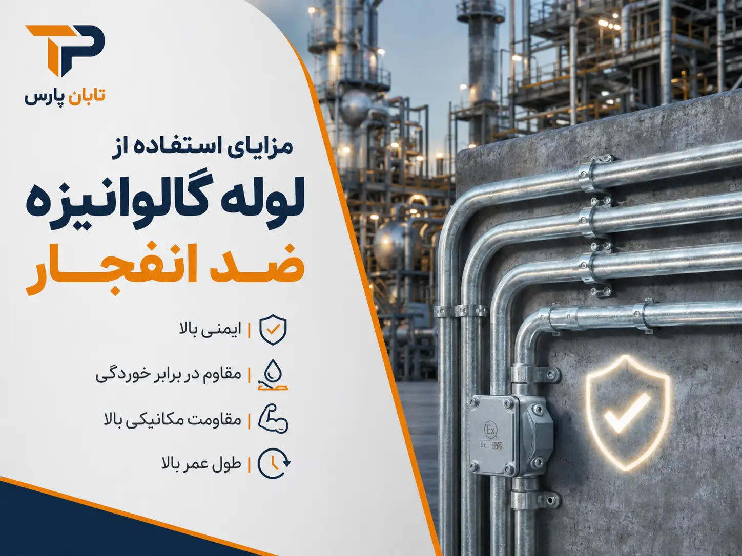 لوله گالوانیزه ضد انفجار چیست؟ بررسی استاندارد، کاربرد و تفاوت با لوله معمولی 3 مزایای استفاده از لوله گالوانیزه ضد انفجار