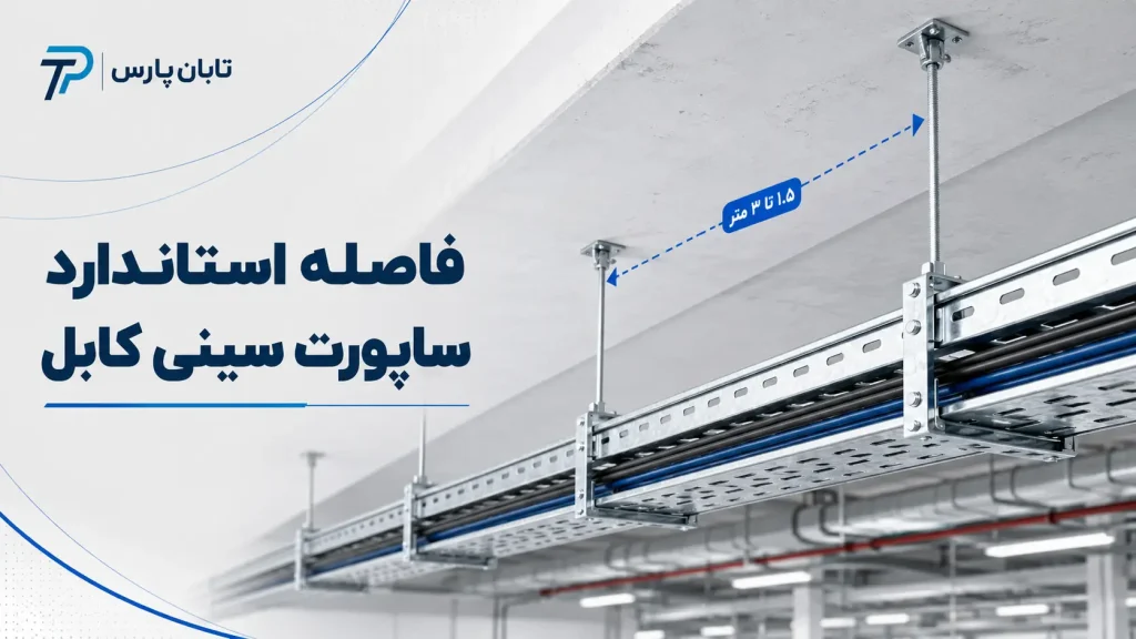 فاصله استاندارد ساپورت سینی کابل